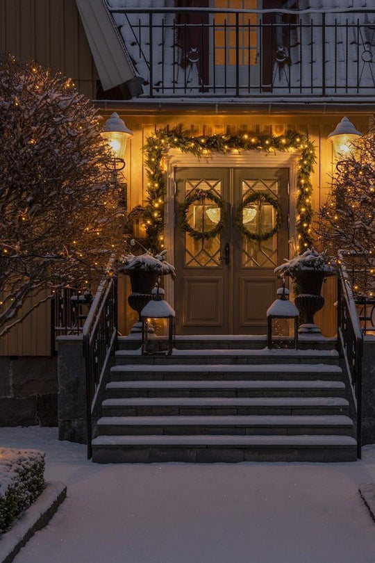 Slynge 19 meter - 120 minilys LED utendørs IP44 - Varmhvit (Amber)-Julebelysning juletrelys ute-Konstsmide-Amber-3612-800-Lightup.no