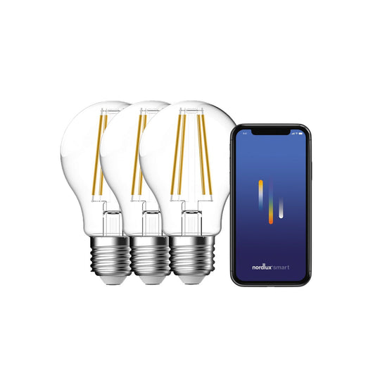 Smartpære E27 4,7W E27 2200-6500 Kelvin 600 Lumen 60 mm - 3 pakning-Smartpærer E27-Nordlux-2270012700-Lightup.no