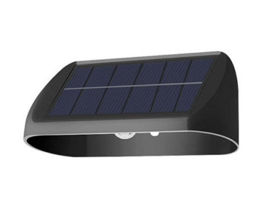 Solar vegglampe 2W 3000 Kelvin IP65 utendørs med solcelle-Utebelysning vegg opp og ned-NorDesign-Svart-401320605-Lightup.no