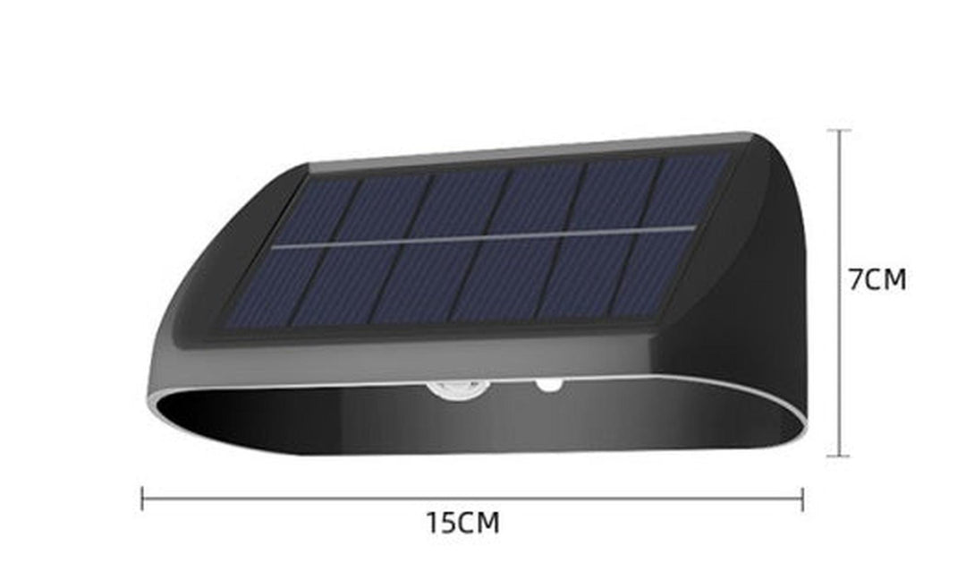 Solar vegglampe 2W 3000 Kelvin IP65 utendørs med solcelle-Utebelysning vegg opp og ned-NorDesign-Svart-401320605-Lightup.no