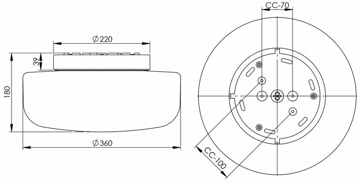 Solenne 360/176 tak/vegglampe IP44 22W 3000 Kelvin-Taklamper-Ifø Electric-Svart-8443-800-16-Lightup.no