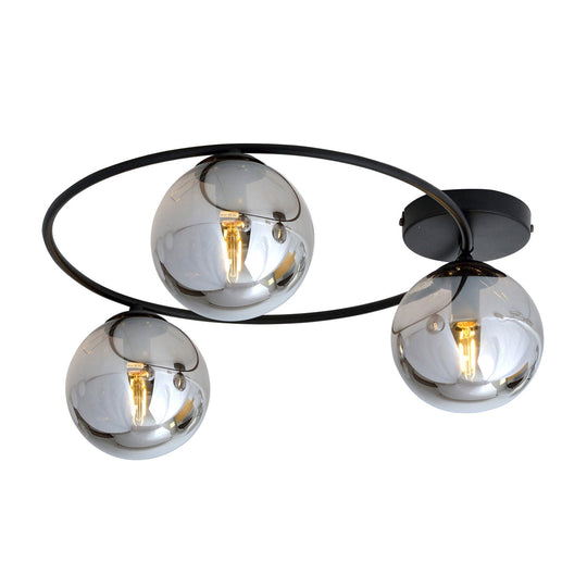 Sopra taklampe 3-lys - Svart/Røykfarget-Taklamper-Emibig-Svart / Røyk-1256/3-Lightup.no