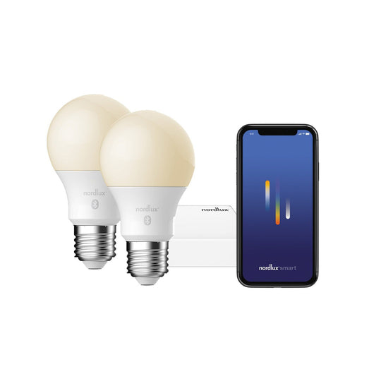 Startpakke Nordlux smartbelysning 2 stk lyspærer E27 og bridge-Smartpærer E27-Nordlux-Hvit-2070062701-Lightup.no