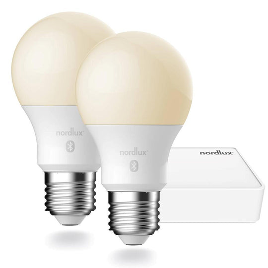 Startpakke Nordlux smartbelysning 2 stk lyspærer E27 og bridge-Smartpærer E27-Nordlux-Hvit-2070062701-Lightup.no