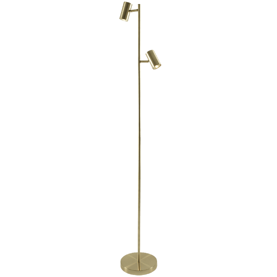 Stockholm dobbel gulvlampe 2x5W 3000 Kelvin 160 cm-Gulvlamper-Ms - belysning-Messing-3100002150-Lightup.no