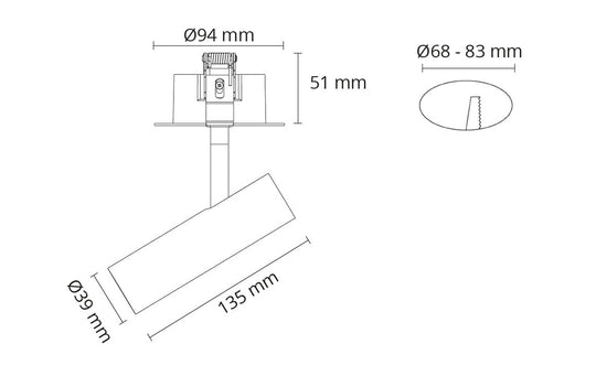 Tube Micro R takspot for innfelling 15W 3000K dimbar-Taklamper-Sg Armaturen As-Hvit-3203145-Lightup.no