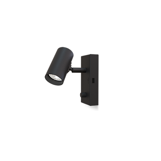 Tyson vegglampe m/USB høyre side dimbar - Svart-Vegglamper-Belid-Svart-507908624-Lightup.no