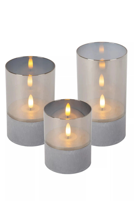 Velas bordlampe stearinlys batteridrevet - 3 pakning-Bordlamper-Lucide-Grå-LC13500/03/65-Lightup.no