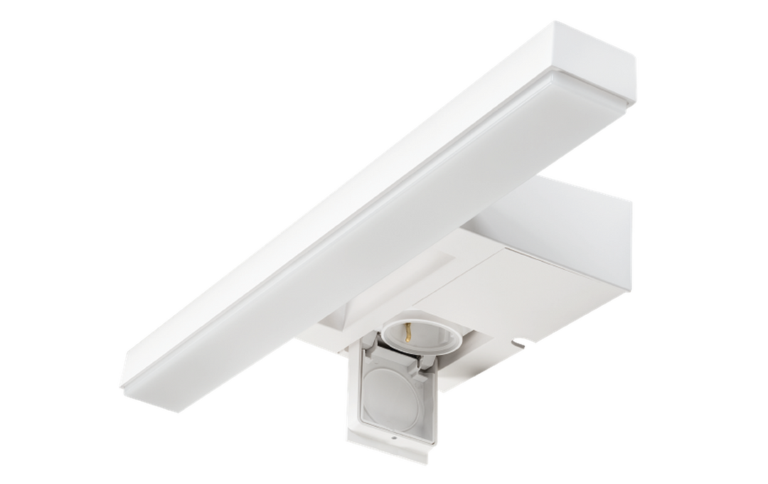 View vegglampe baderom 46 cm 3000K 16W IP44 m/stikkontakt-Baderomsbelysning vegglamper-Sg Armaturen As-Hvit-3000439-Lightup.no