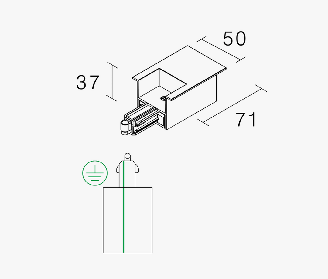 Vox high endetilkobling innfelt (L), hvit-Spotskinner 230V-NorDesign-Hvit-381561306-Lightup.no