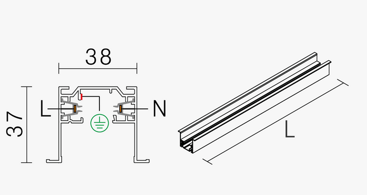 Vox high spotskinne innfelt 1M - Hvit-Spotskinner 230V-NorDesign-Hvit-381560106-Lightup.no