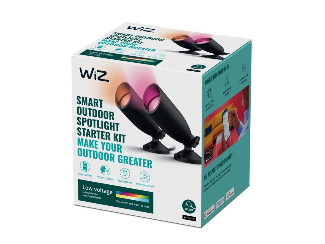 WiZ Ground smart spot 4W startsett utendørs RGB Fullfarge Wifi - Svart-Utebelysning uplight-WiZ-929003258301-Lightup.no