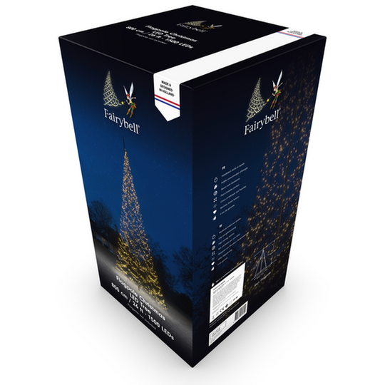 8M flaggstang julebelysning - 1500 LEDlys - Fairybell-Julebelysning juletrelys ute-Fairybell-FANL-800-1500-02-EU-Lightup.no