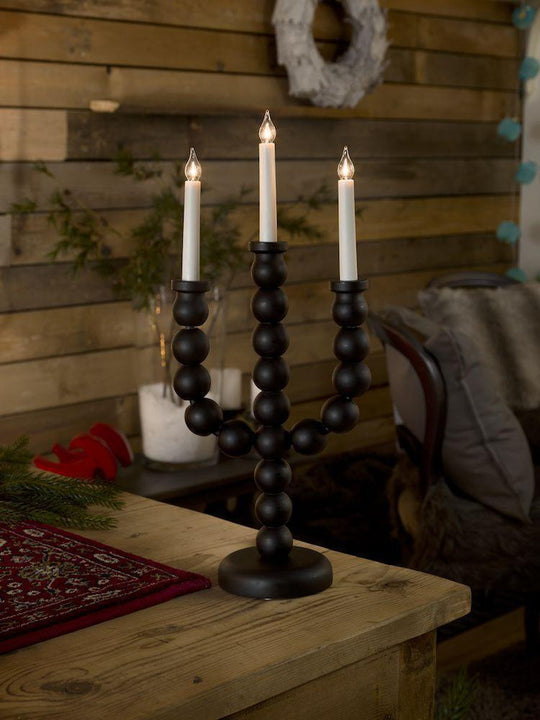 Adventsstake 3 armet - Svart-Julebelysning adventsstake-Konstsmide-2305-710TR-Lightup.no