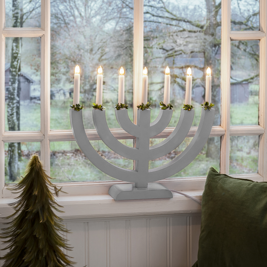 Adventsstake 7 armet - Grå-Julebelysning adventsstake-Konstsmide-3987-319-Lightup.no