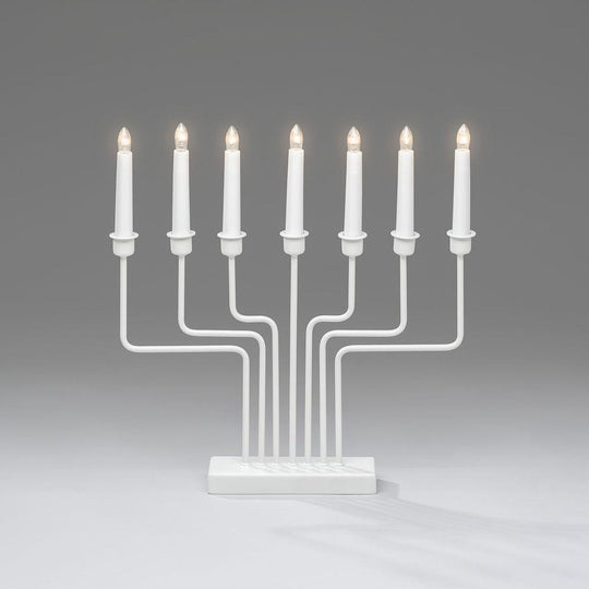 Adventsstake 7 armet - Hvit-Julebelysning adventsstake-Konstsmide-3528-215TR-Lightup.no