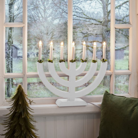 Adventsstake 7 armet - Hvit-Julebelysning adventsstake-Konstsmide-3987-219-Lightup.no