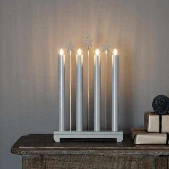 Adventsstake med stjerner - Lys grå-Julebelysning adventsstake-Konstsmide-3974-310-Lightup.no
