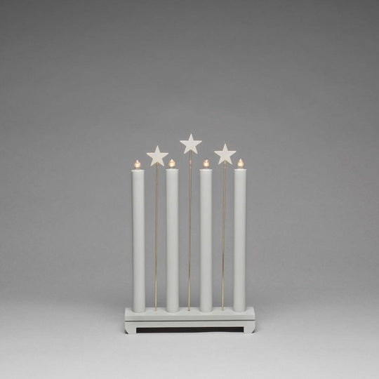 Adventsstake med stjerner - Lys grå-Julebelysning adventsstake-Konstsmide-3974-310-Lightup.no