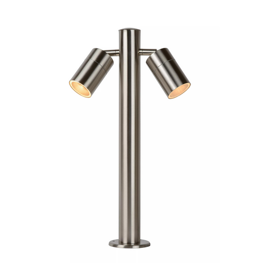 Arne pullert utendørs 2 arm IP44 GU10 50 cm - Satin Krom-Utebelysning pullert-Lucide-Krom-lc14867/10/12-Lightup.no