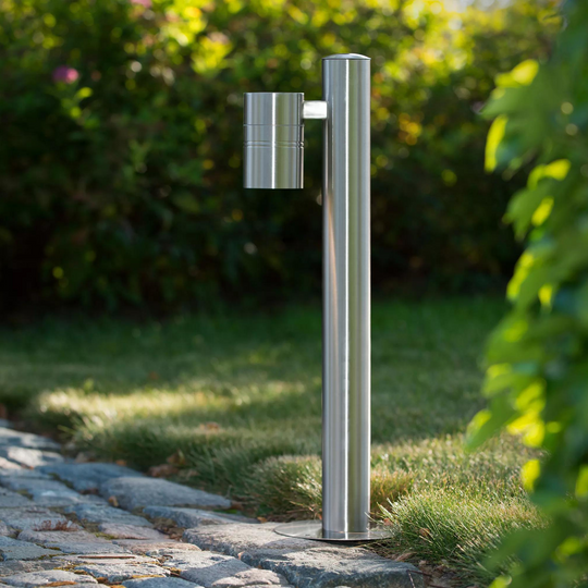 Arne pullert utendørs IP44 GU10 50 cm - Satin Krom-Utebelysning pullert-Lucide-Krom-lc14867/49/12-Lightup.no