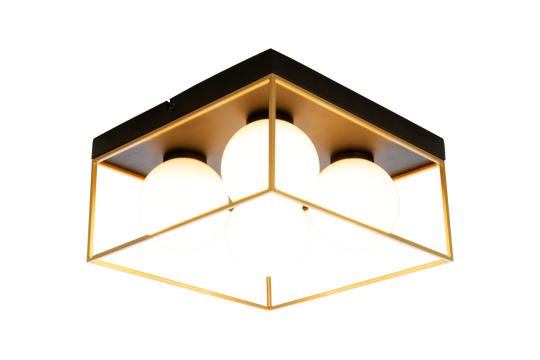 Astro taklampe 28x28 - Svart/opal/gullfarget-Taklamper-Aneta Lighting-Svart / Opal-66010-15-04-Lightup.no