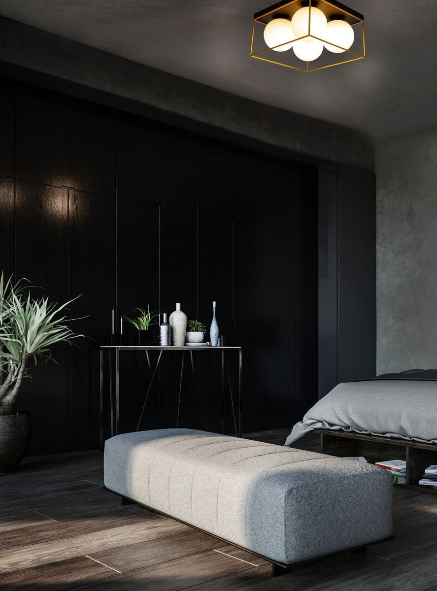 Astro taklampe 36x36 cm - Svart/opal/gullfarget-Taklamper-Aneta Lighting-Svart / Opal-66011-15-04-Lightup.no