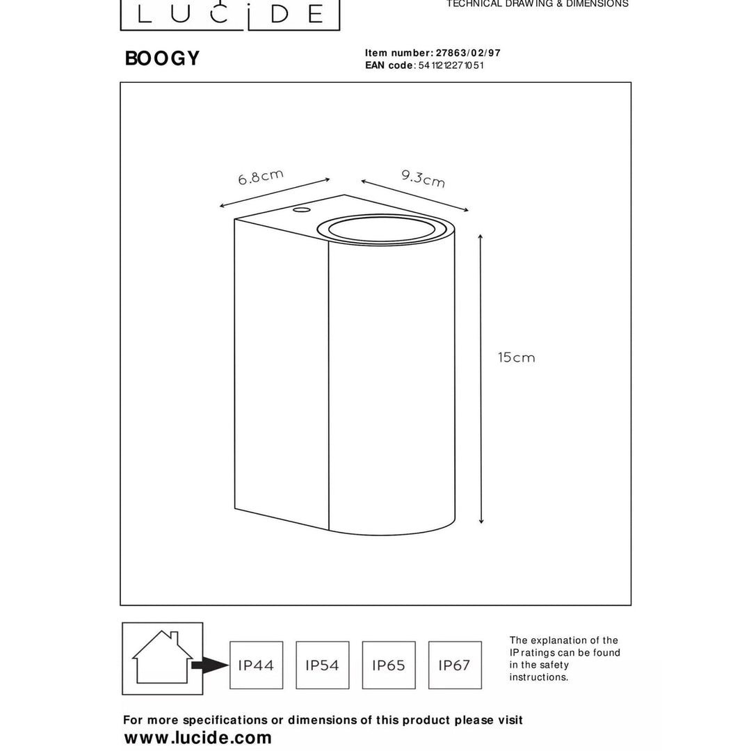 Boggy vegglampe opp/ned utendørs IP44 GU10-Utebelysning vegg opp og ned-Lucide-Brun-LC27863/02/97-Lightup.no
