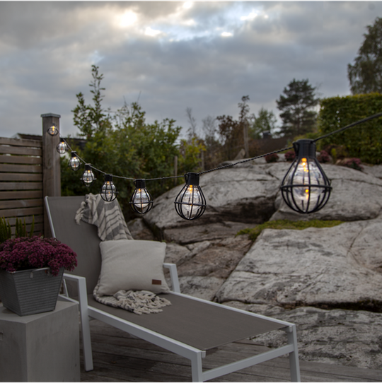 Cage lysslynge utendørs med 8 lys IP44 - Svart-Utebelysning Lysslynge-Star Trading-Svart-476-98-Lightup.no