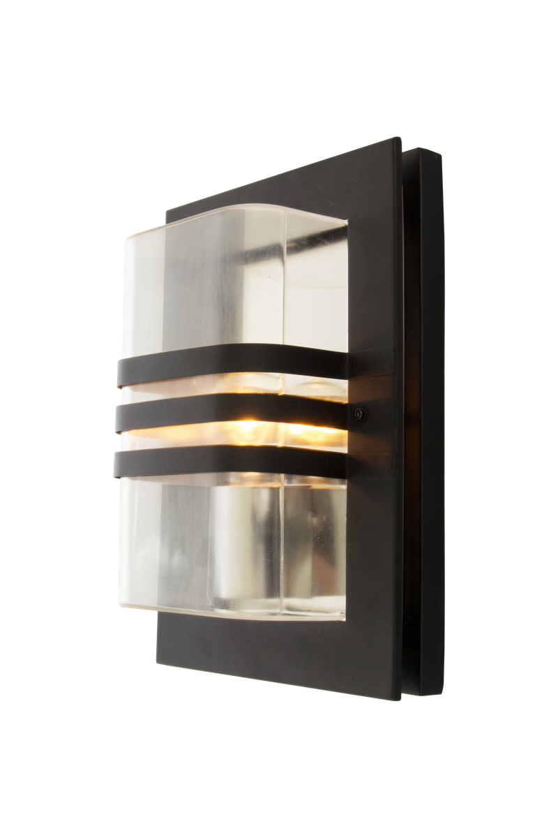 Capo vegglampe utendørs IP44 E27 - Svart/Klart glass-Utebelysning vegg klassisk-Aneta Lighting-Svart / Klar-AP-3102537-Lightup.no
