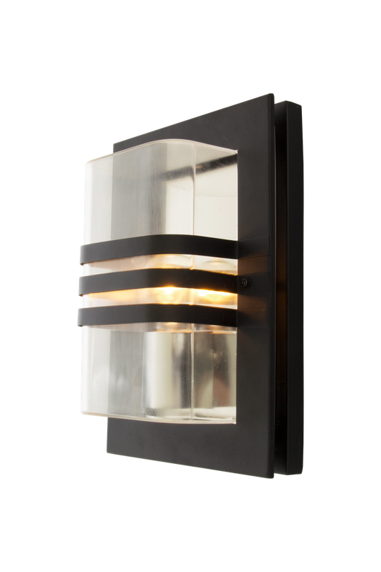 Capo vegglampe utendørs IP44 E27 - Svart/Klart glass-Utebelysning vegg klassisk-Aneta Lighting-Svart / Klar-AP-3102537-Lightup.no