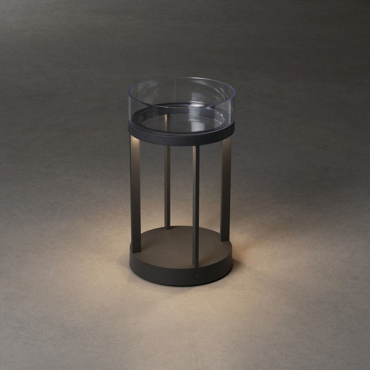 Chieti lanterne bord/gulv 25 cm IP54 oppladbar - Grå-Utebelysning Hagebelysning-Konstsmide-Grå-7821-300-Lightup.no
