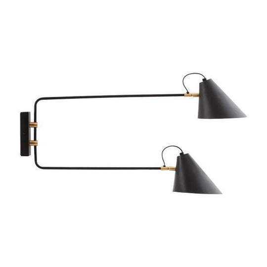 Club dobbel vegglampe-Vegglamper-House Doctor-Svart / Messing-CL0801-Lightup.no