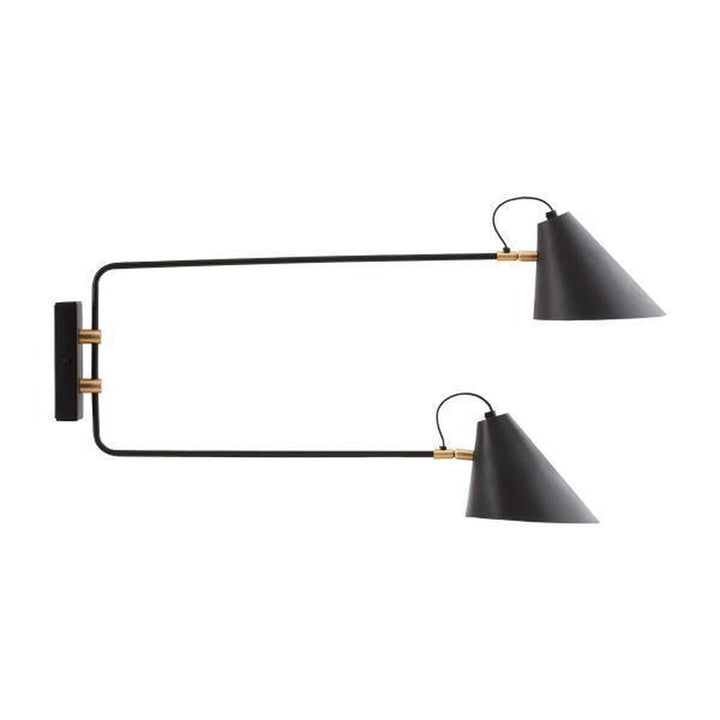 Club dobbel vegglampe-Vegglamper-House Doctor-Svart / Messing-CL0801-Lightup.no