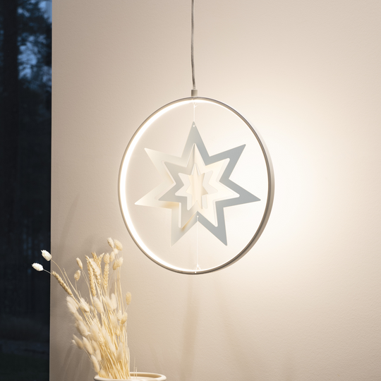 Dekorasjon med stjerne dimbar - Hvit-Julebelysning adventstjerne-Konstsmide-3547-200-Lightup.no