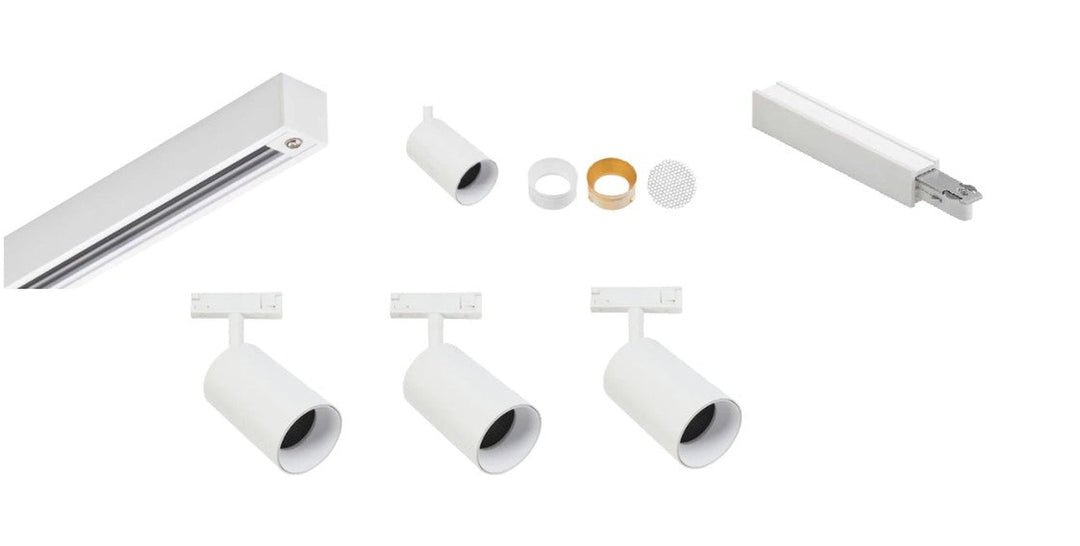 Designline Tube Pro komplett 1 meter spotskinne med 3 spotter GU10 - Hvit-Spotskinner 230V-Antidark-Hvit-3-311-10-1+4-311-01-1+2-312-01-1-Lightup.no