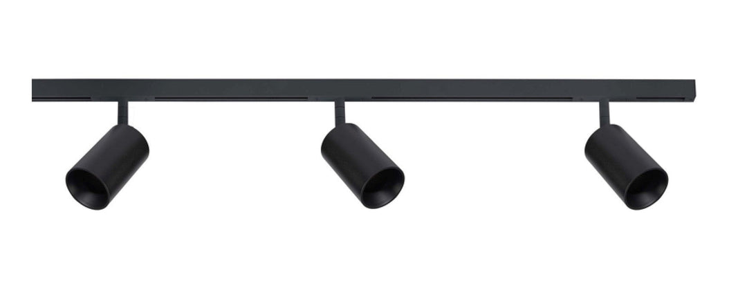 Designline Tube Pro komplett 1 meter spotskinne med 3 spotter GU10 - Svart-Spotskinner 230V-Antidark-Svart-3-311-10-2+4-311-01-2+2-312-01-2-Lightup.no