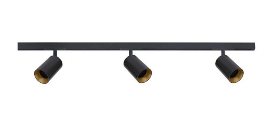 Designline Tube Pro komplett 1 meter spotskinne med 3 spotter GU10 - Svart-Spotskinner 230V-Antidark-Svart-3-311-10-2+4-311-01-2+2-312-01-2-Lightup.no