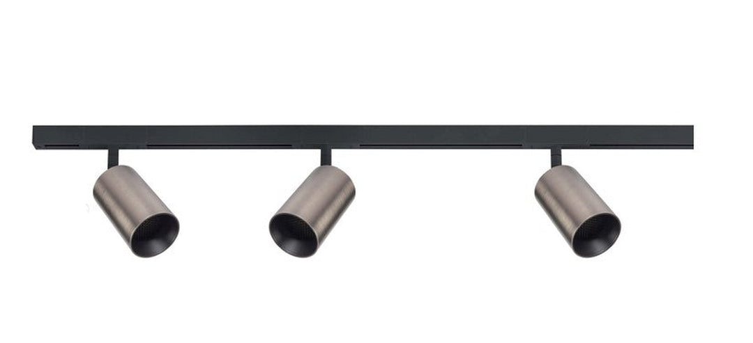 Designline Tube Pro komplett 1 meter spotskinne med 3 spotter GU10 - Svart/Titanium-Spotskinner 230V-Antidark-Svart-3-311-10-2+4-311-01-2+2-312-01-9-Lightup.no