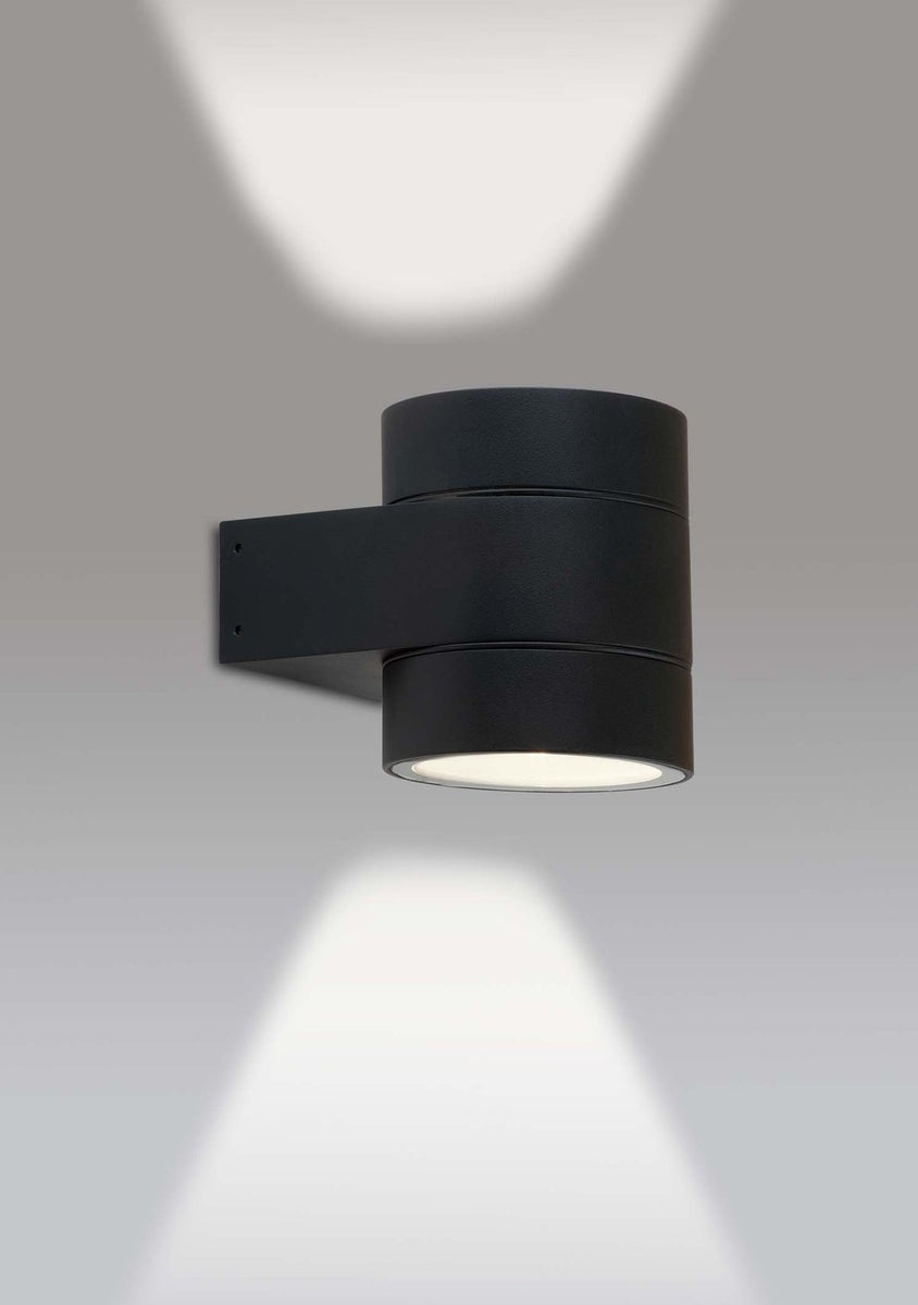 Dolio W90 vegglampe utendørs opp/ned 2x4,2W 3000K IP65 Dimbar - Svart-Utebelysning vegg opp og ned-Antidark-Svart-2-237-15-02-Lightup.no