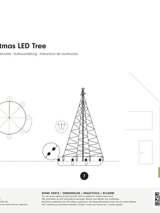 Fairybell 6 m flaggstang julebelysning m/stang - 1200 LEDlys-Julebelysning juletrelys ute-Fairybell-Svart-FANL-600-1200-02-EU+FA-P-02-enkel-Lightup.no