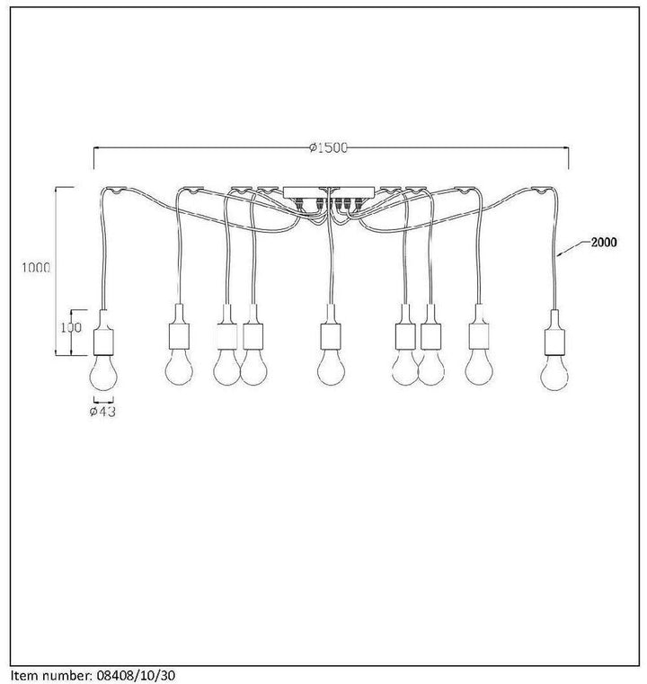 Fix multi 10 lys takpendel - Svart-Takpendler-Lucide-Svart-LC08408/10/30-Lightup.no