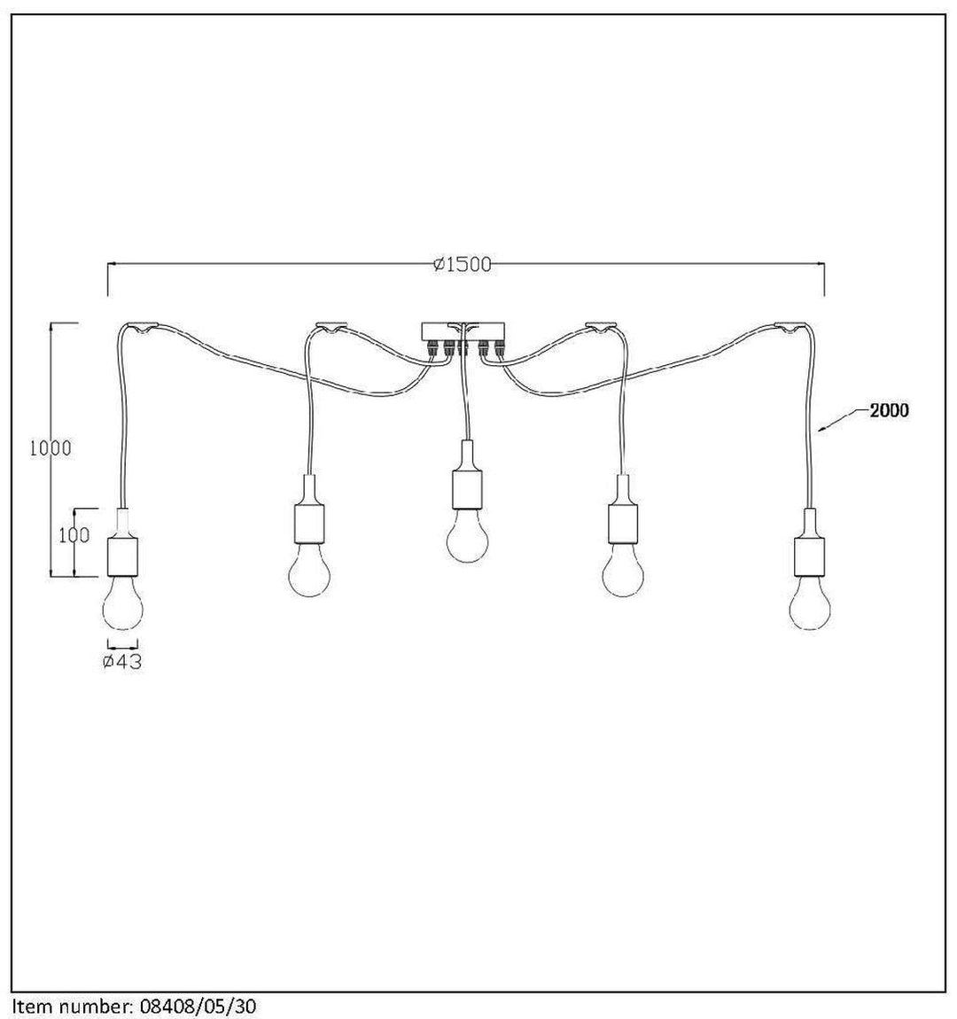 Fix multi 5 lys takpendel - Svart-Takpendler-Lucide-Svart-LC08408/05/30-Lightup.no