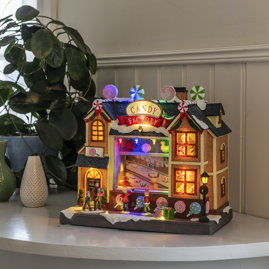 Godterifabrikk 26,5 cm 16 LED-Julebelysning dekor og pynt-Konstsmide-Flerfarget-4222-000-Lightup.no