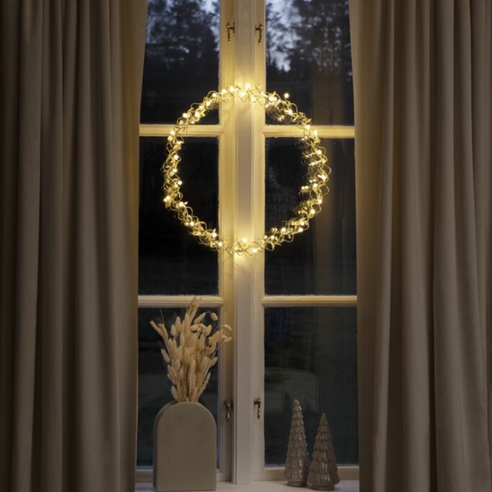 Gullfarget krans - 45 cm-Julebelysning dekor og pynt-Konstsmide-Gull-1788-803-Lightup.no