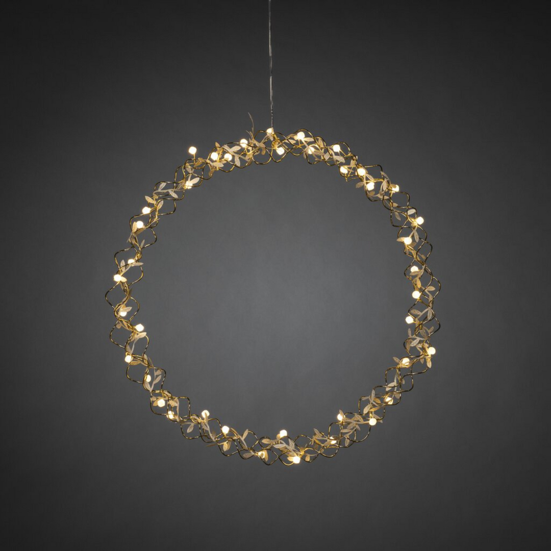 Gullfarget krans - 45 cm-Julebelysning dekor og pynt-Konstsmide-Gull-1788-803-Lightup.no