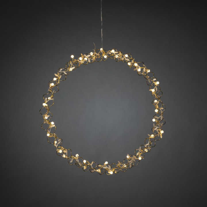 Gullfarget krans - 45 cm-Julebelysning dekor og pynt-Konstsmide-Gull-1788-803-Lightup.no