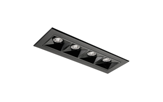 Inspire R 150 innfelt downlight 4 lys 8W RA98 3000K dimbar - Svart-Downlight lavtbyggende-Sg Armaturen As-Svart-3203528-Lightup.no