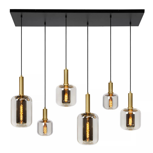 Joanet takpendel skinne 6 lys-Takpendler-Lucide-Messing / Røyk-LC45494/06/65-Lightup.no