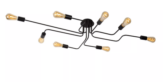 Lester taklampe 8 arm - Svart-Taklamper-Lucide-Svart-LC21112/08/30-Lightup.no